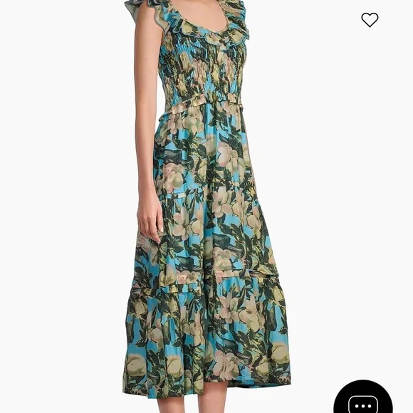 Tuckernuck Ro’s Garden Tuscany Midi Dress Olga Blue XS NWT! - Picture 4 of 14